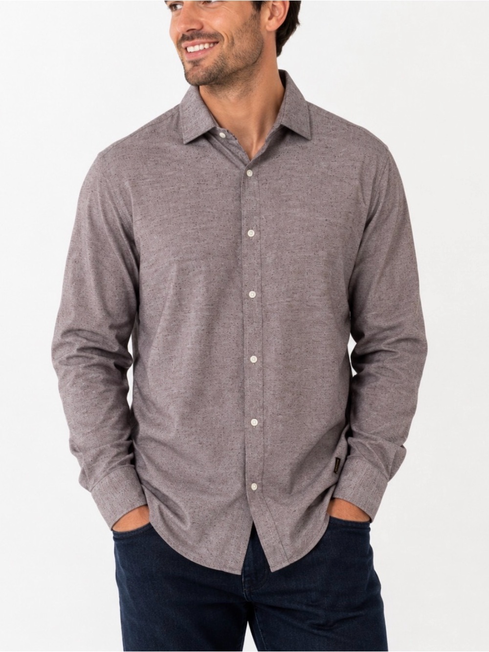 Barbour Men’s Herringbone Button Down Brown Shirt Size Large